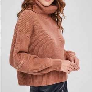 Zaful Chunky Turtleneck Sweater - Tiger Orange